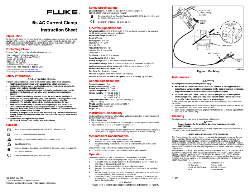First page image of the manual for i5S