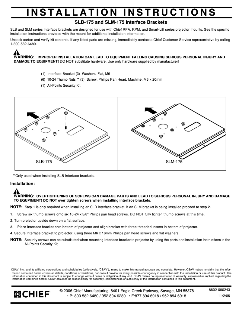 First page image of the manual for SLB175