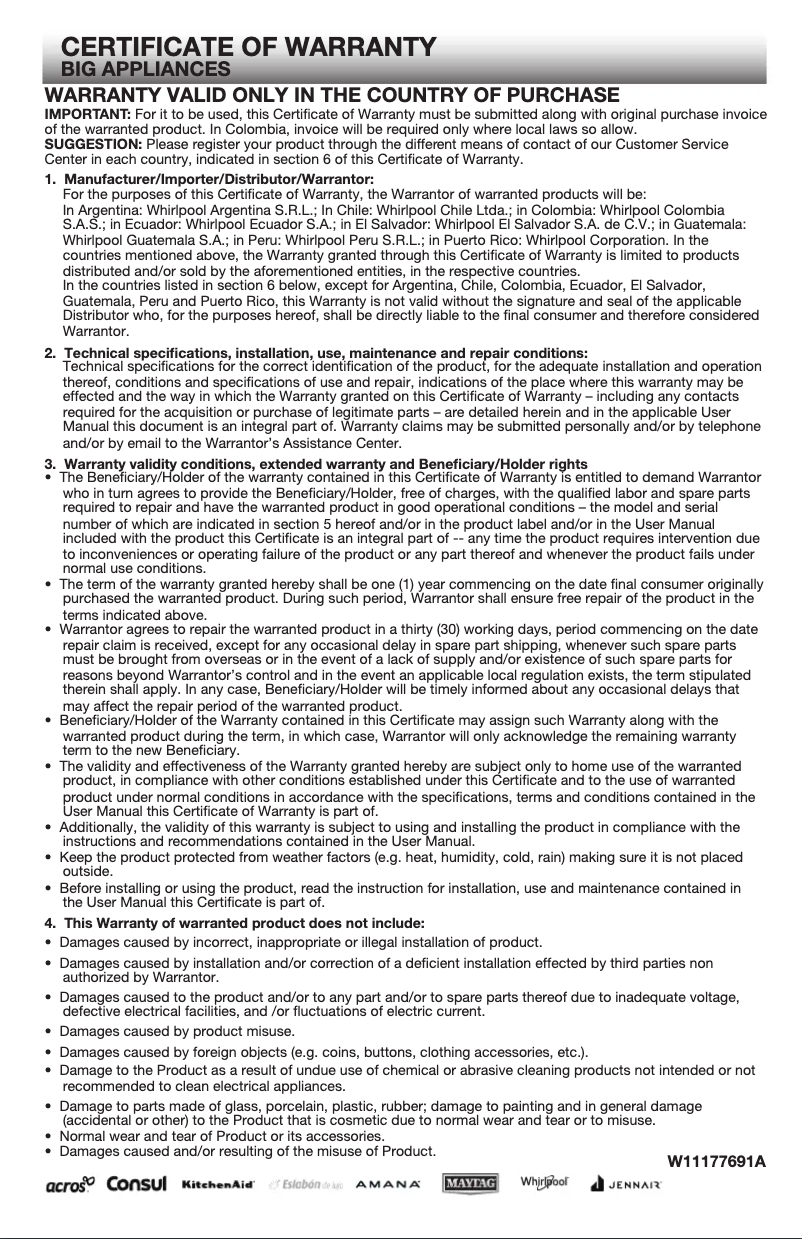 First page image of the manual for KDPE234GBS