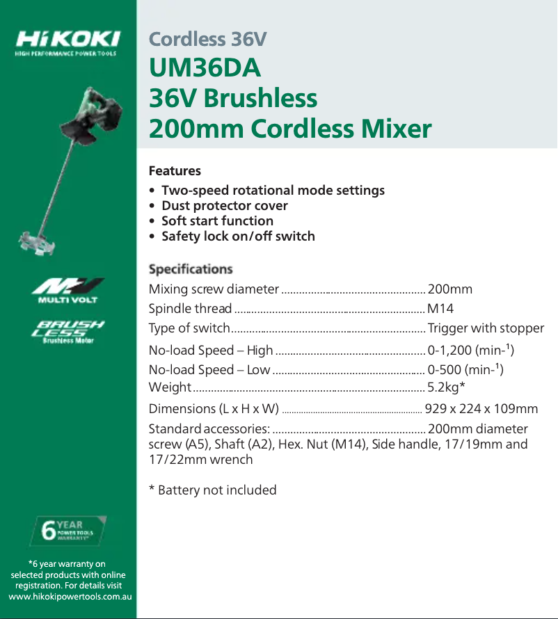 First page image of the manual for UM 36DA