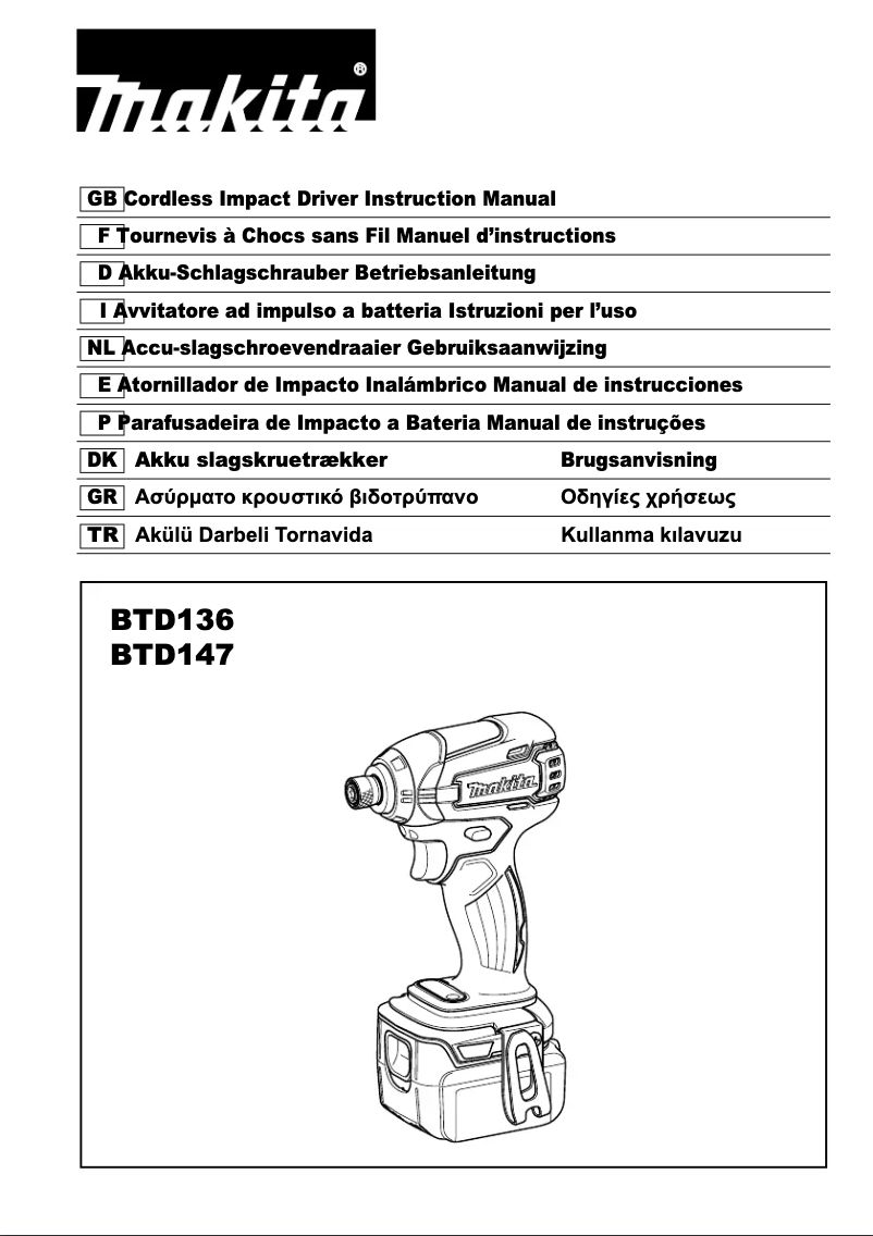 Page 1 of the manual User Manual Makita BTD136Z