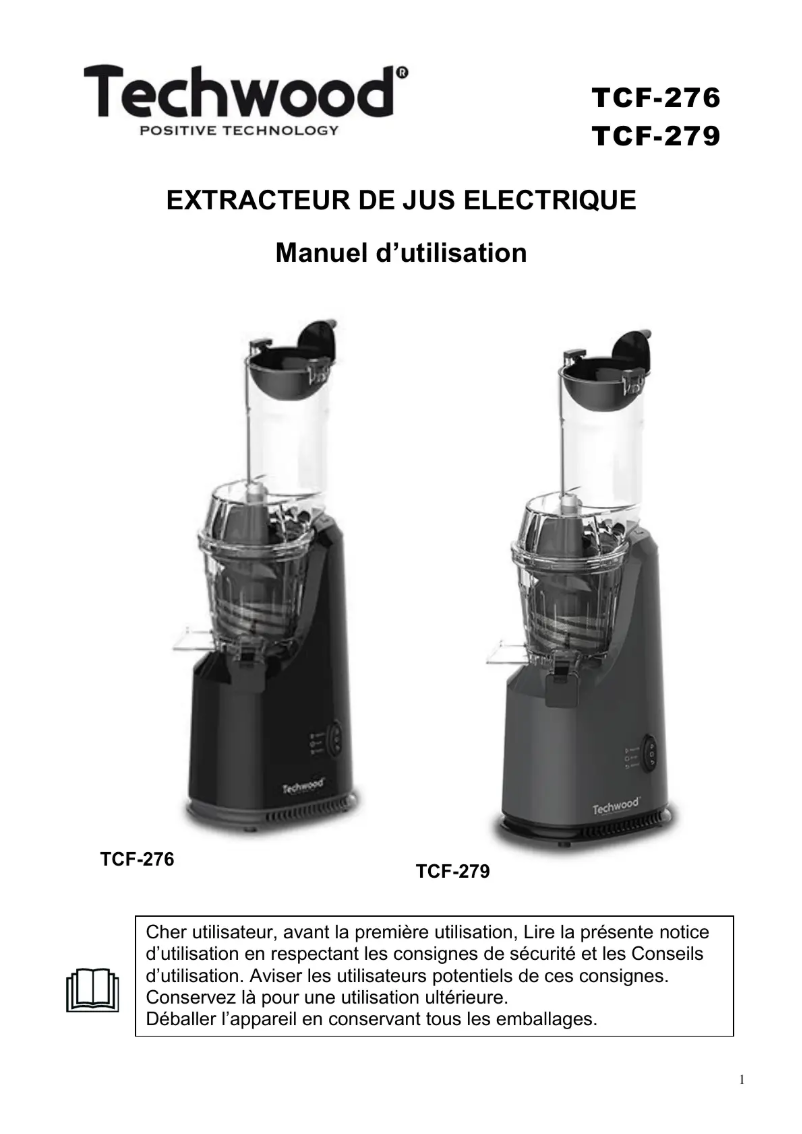 First page image of the manual for TCF-279