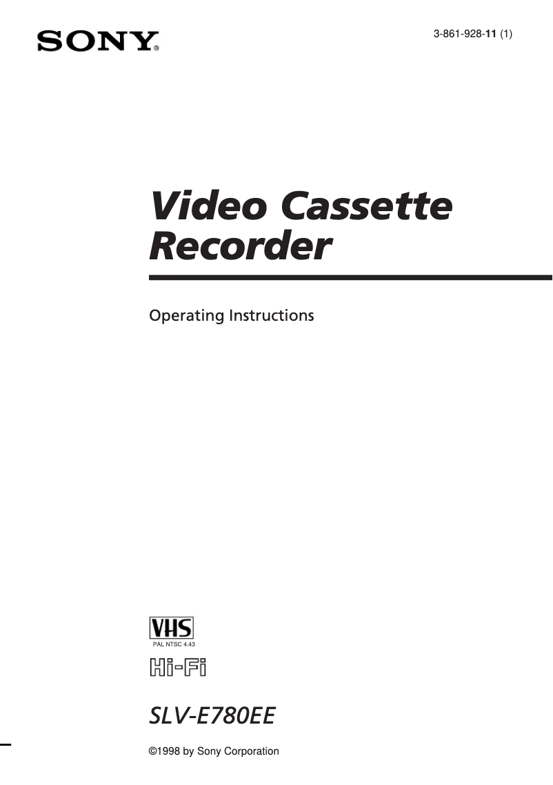 First page image of the manual for SLV-E780EE