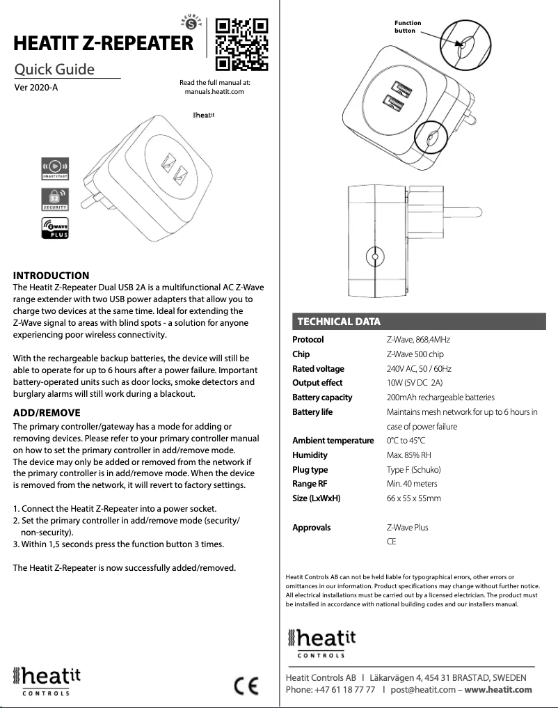 First page image of the manual for Z-Repeater
