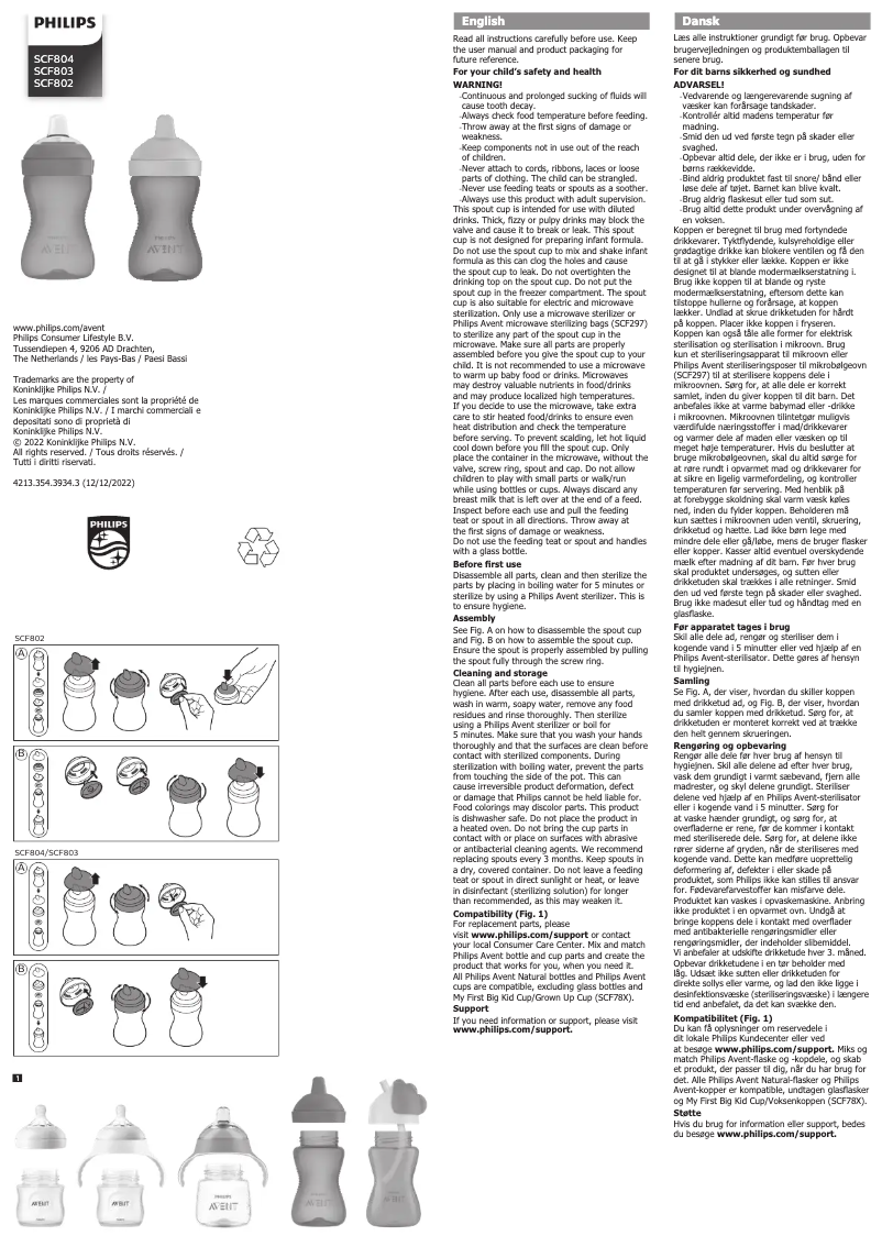 First page image of the manual for AVENT SCF804
