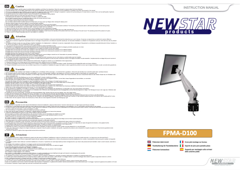 Page 1 of the manual User Manual Newstar FPMA-D100