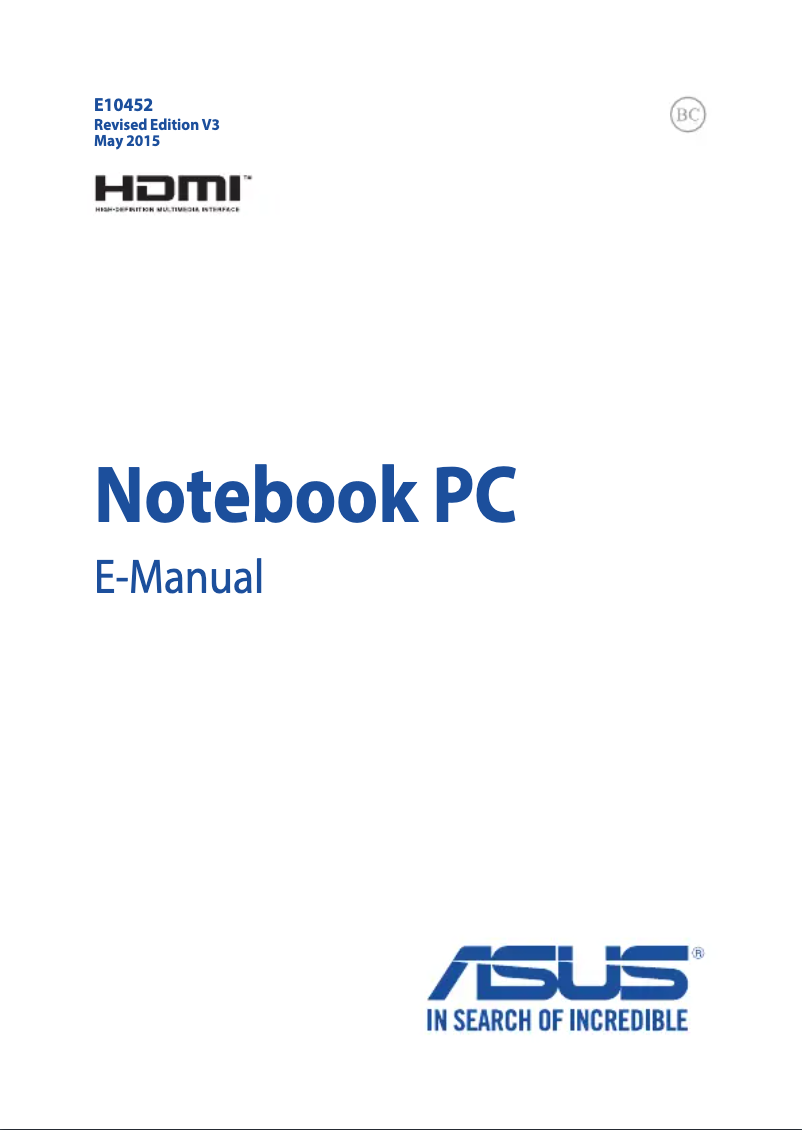 Page 1 of the manual User Manual Asus K455LA