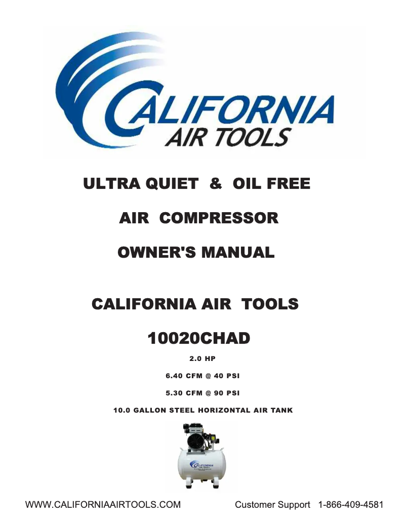 Page 1 of the manual User Manual California Air Tools 10020CHAD