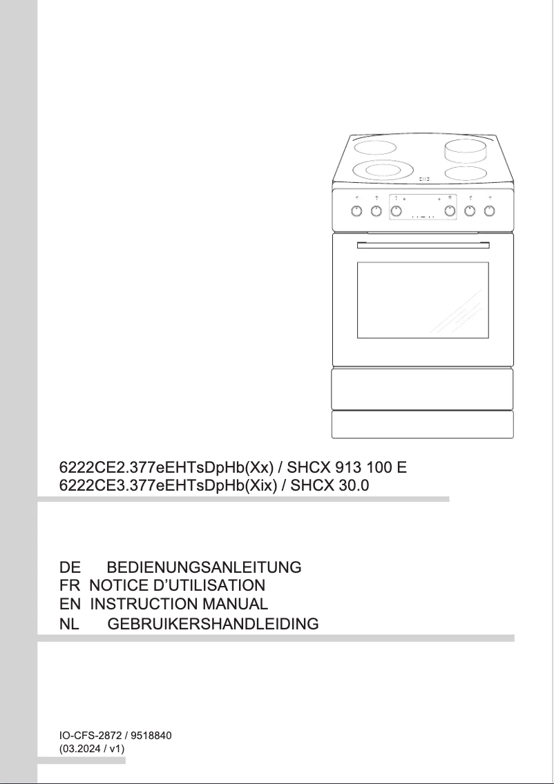 First page image of the manual for SHCX 913 100 E