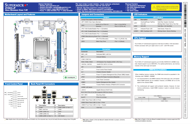 First page image of the manual for X13SCL-IF