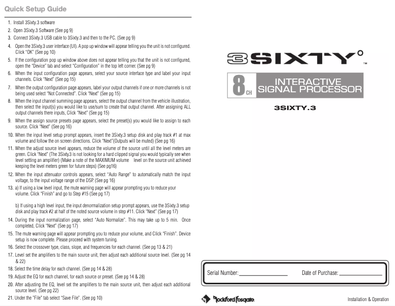 First page image of the manual for 3SIXTY.3