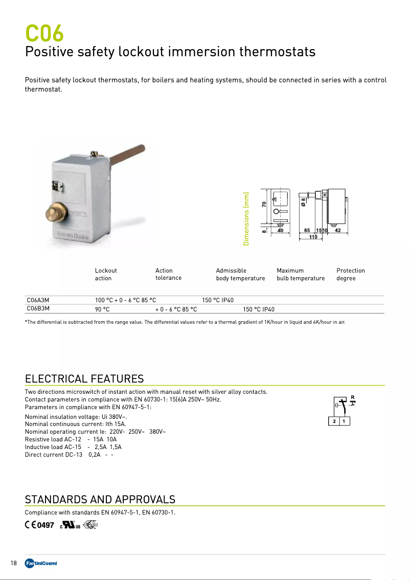 Page 1 of the manual Technical Sheet Fantini Cosmi C06