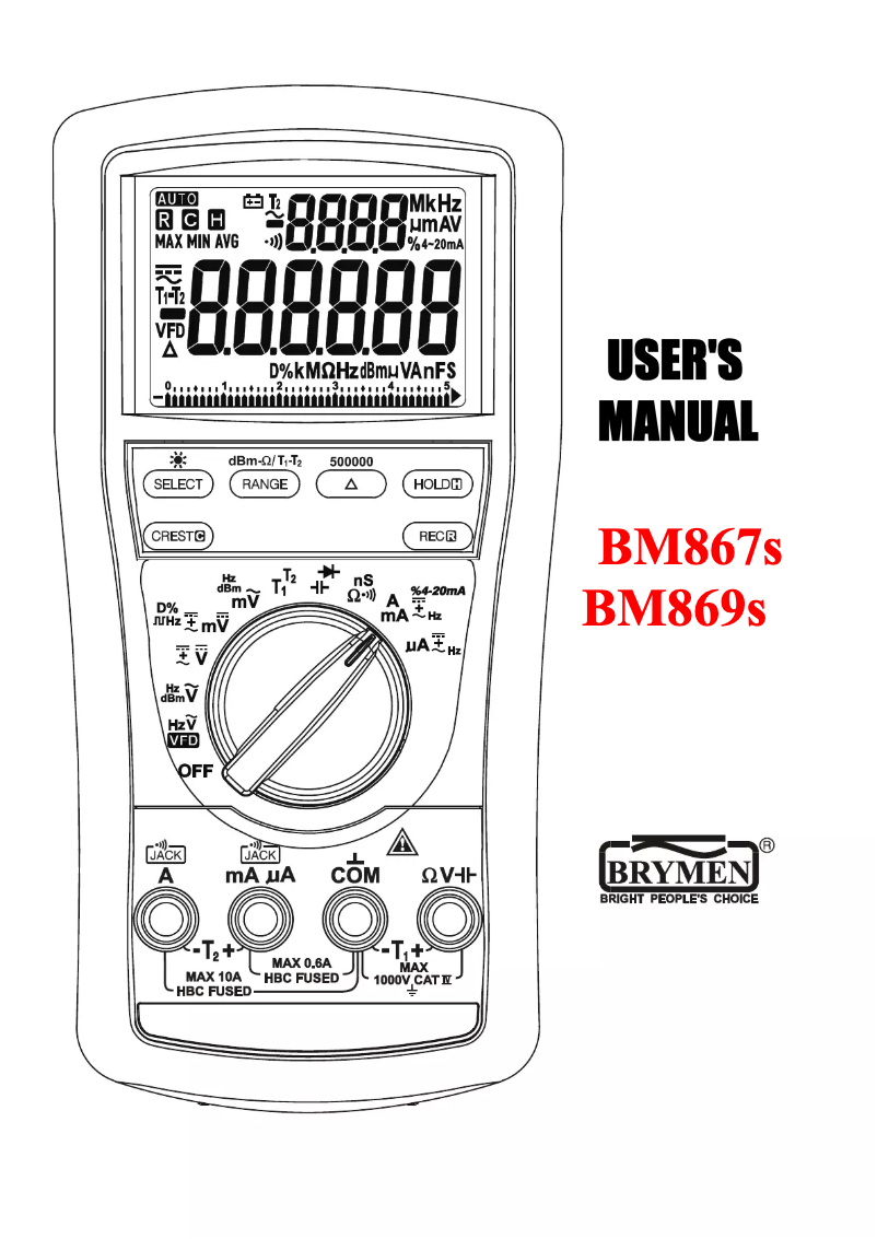 First page image of the manual for BM869s