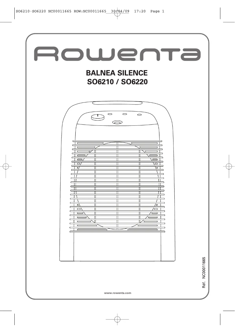 Page 1 de la notice Manuel utilisateur Rowenta Balnea Silence SO6210