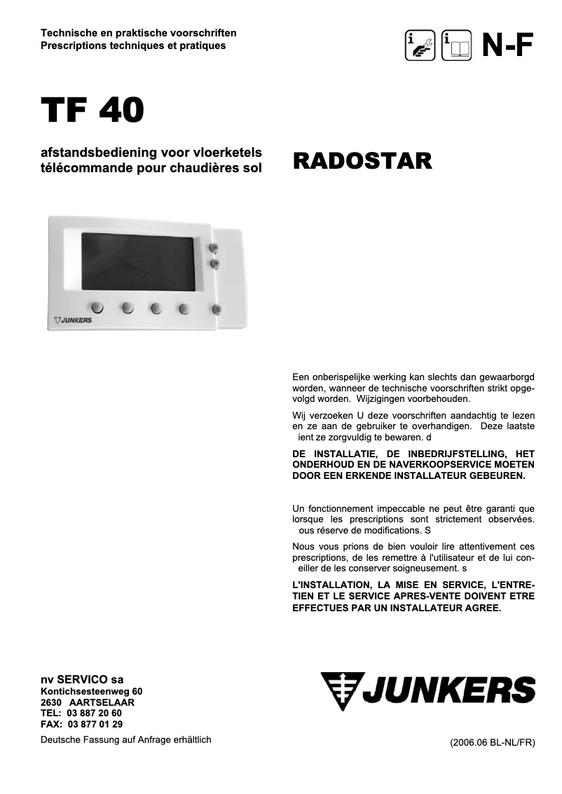 First page image of the manual for TF 40