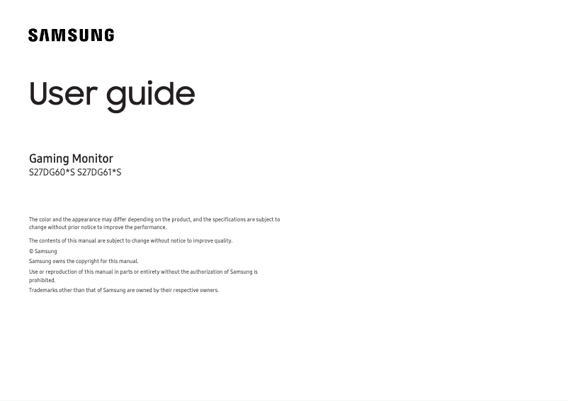 First page image of the manual for S27DG600SL