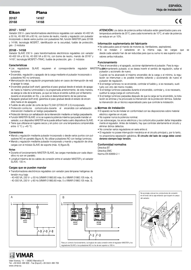 Page 1 of the manual User Manual Vimar 14167.SL