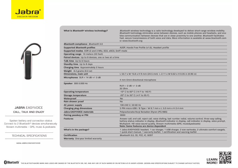Page 1 of the manual User Manual Jabra Easyvoice