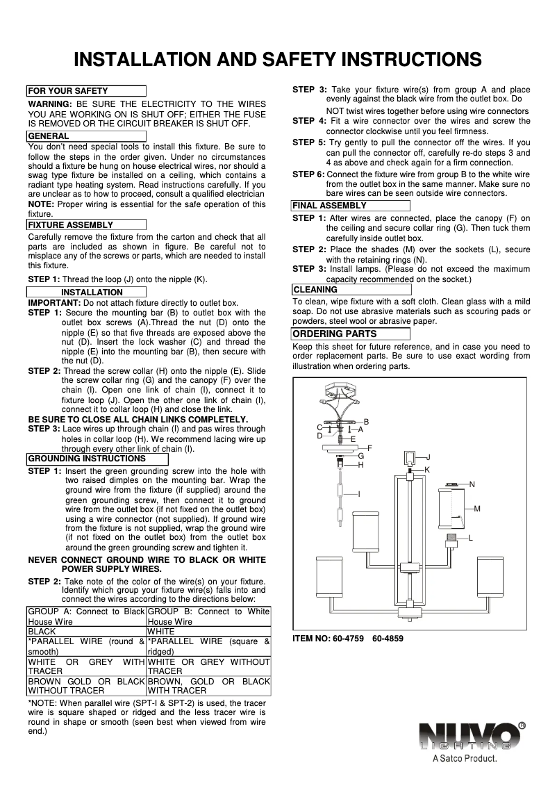First page image of the manual for Gemini 60/4759