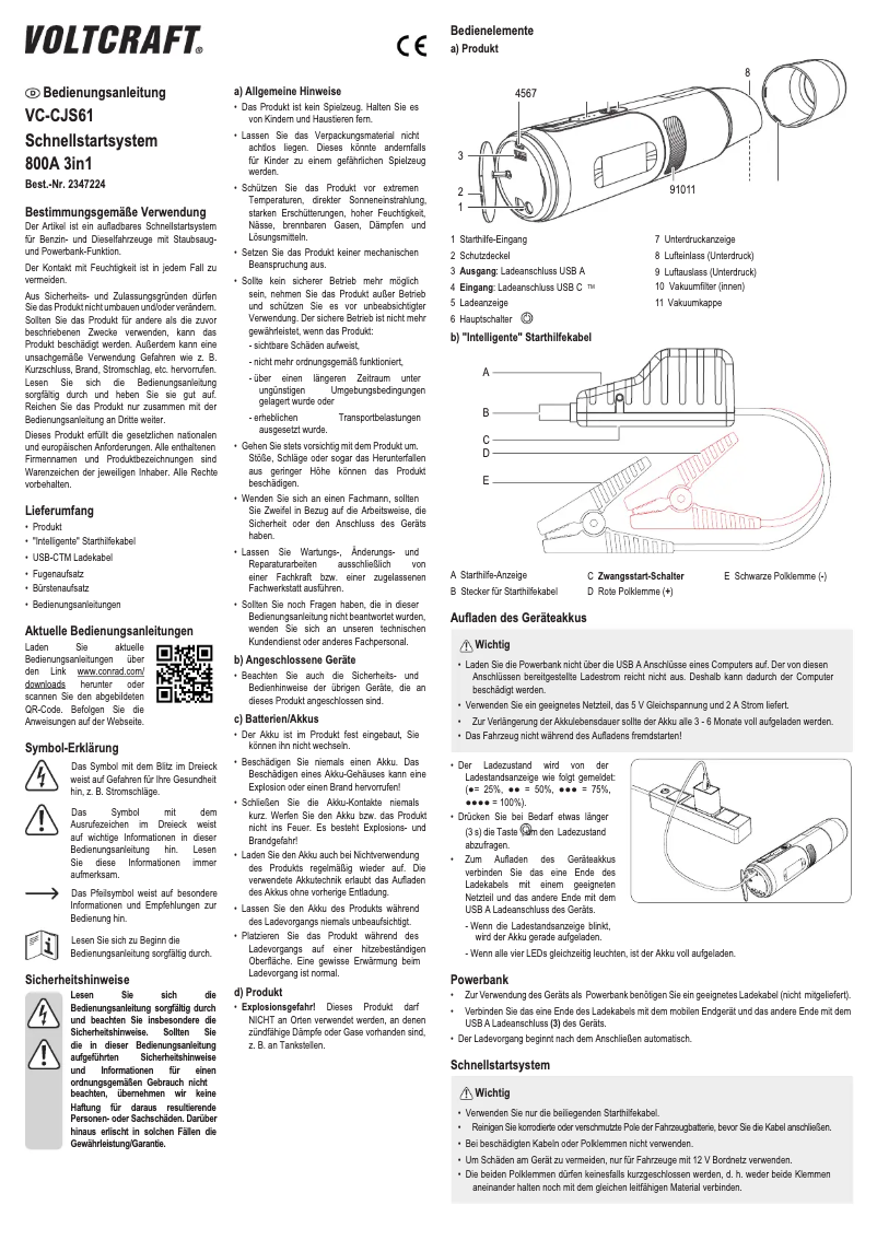 First page image of the manual for VC-CJS61