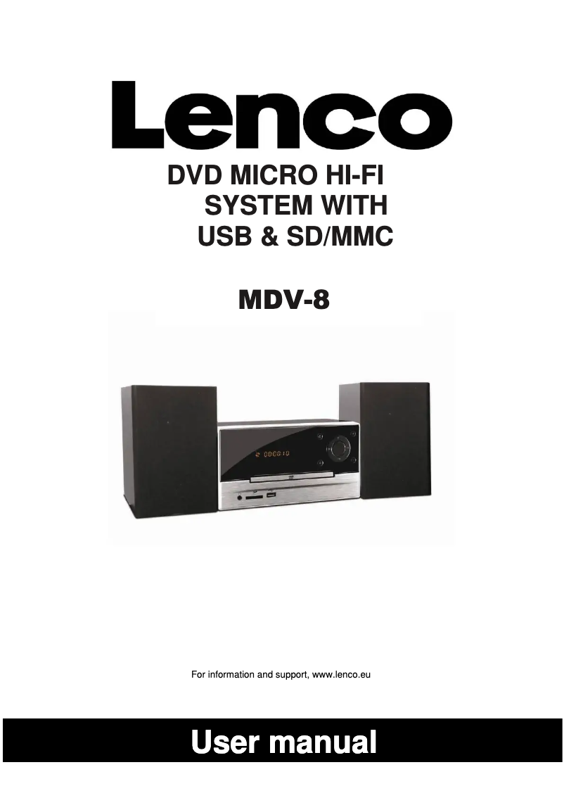 Page 1 of the manual User Manual Lenco MDV-8