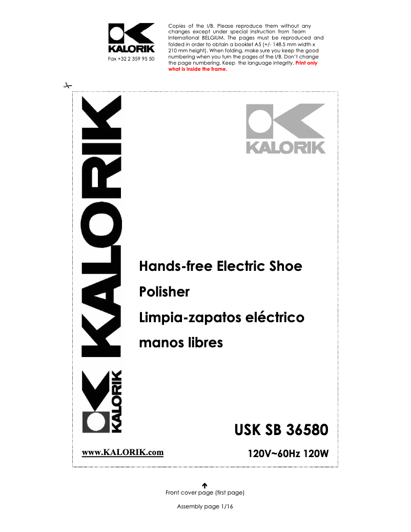 First page image of the manual for SB 36580