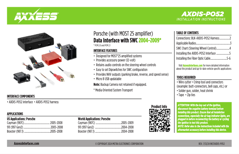 First page image of the manual for AXDIS-PO52