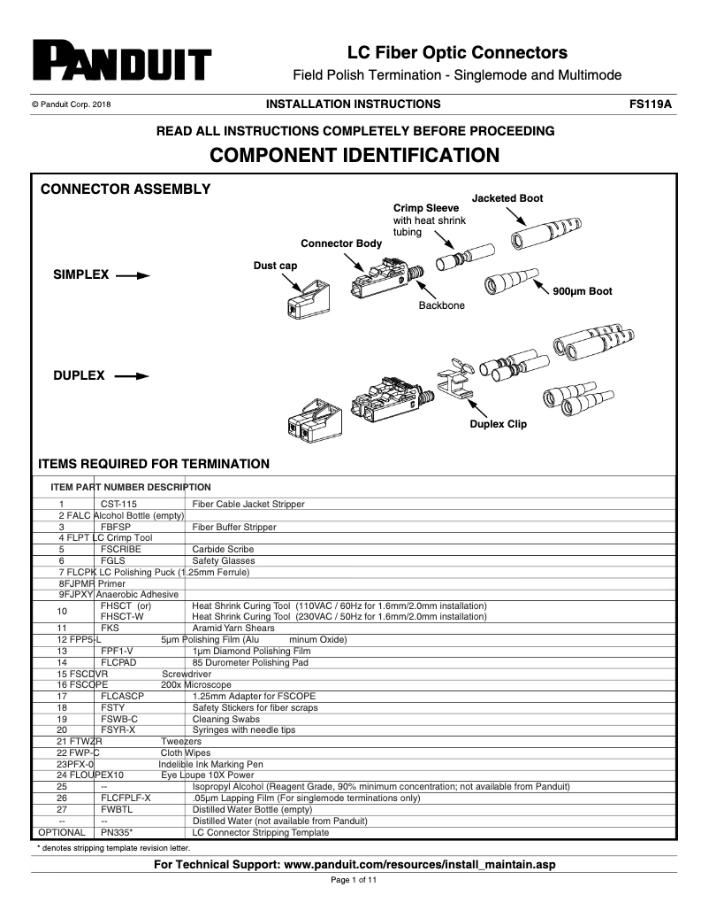 Page 1 of the manual Instruction Manual Panduit FSCRIBE