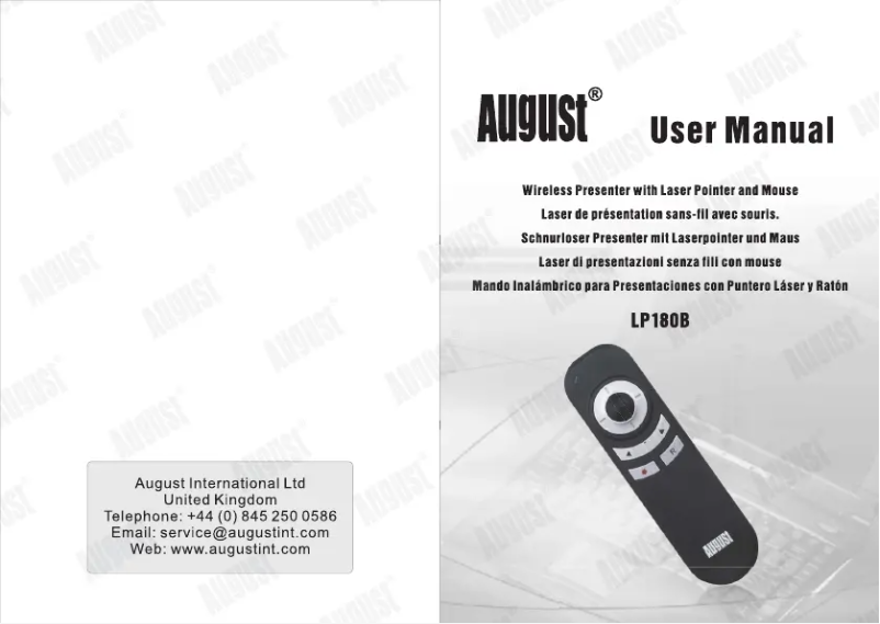 Page 1 of the manual User Manual August LP180