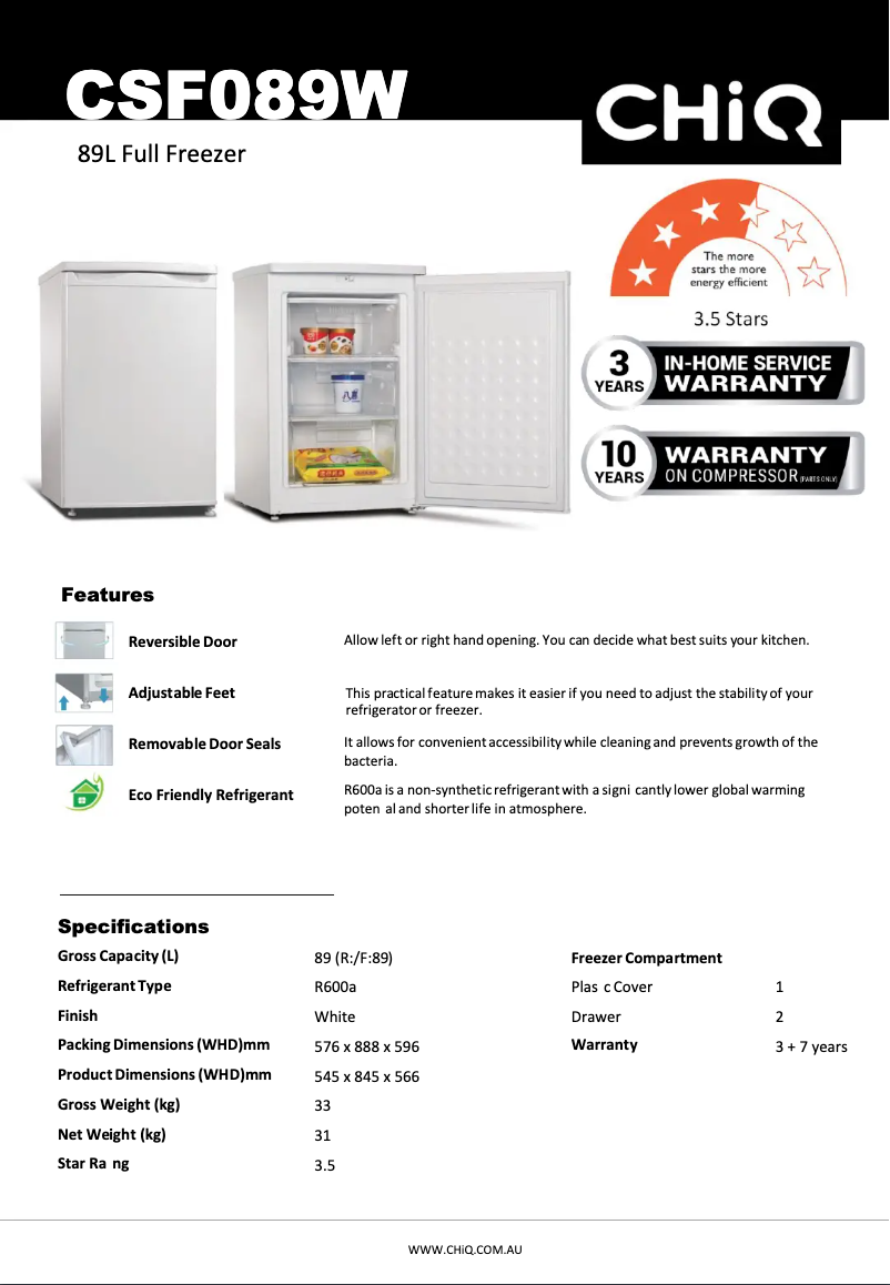 Image de la première page du manuel de l'appareil CSF089W