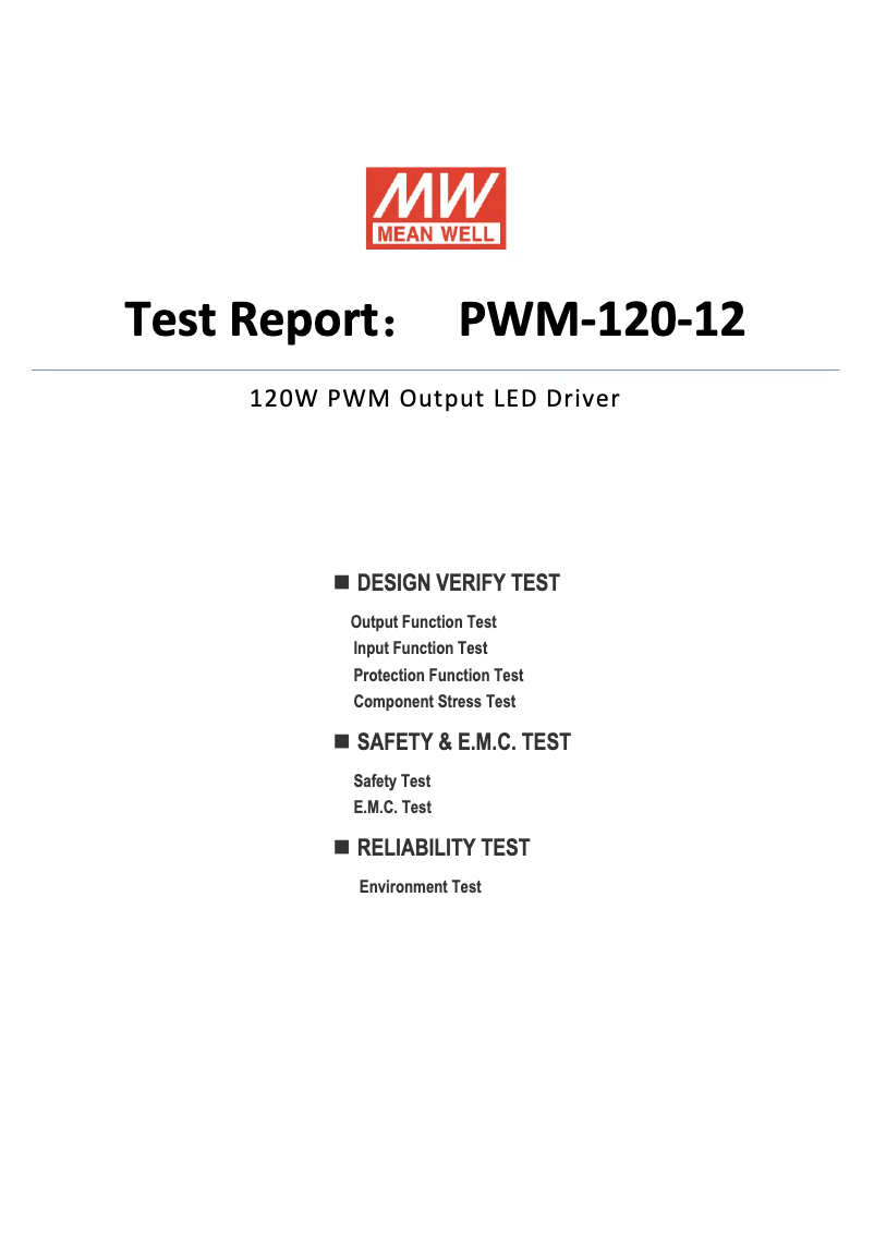 First page image of the manual for PWM-120-12