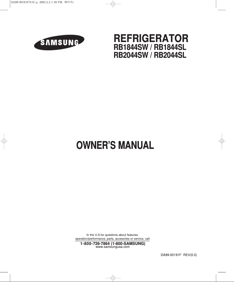 Page 1 of the manual User Manual Samsung RB2044SW