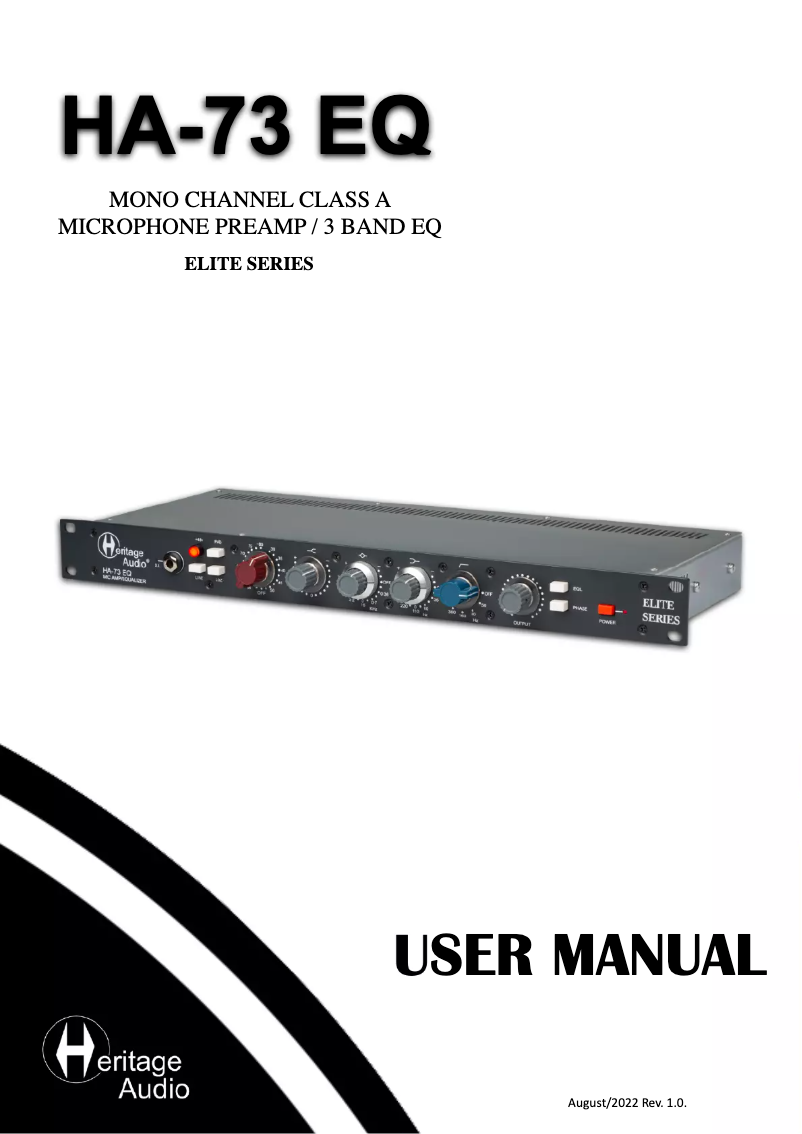 First page image of the manual for Elite Series HA-73 EQ