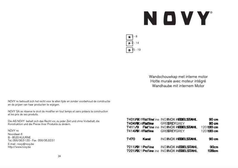 Page 1 of the manual User Manual Novy Flat'Line 7411