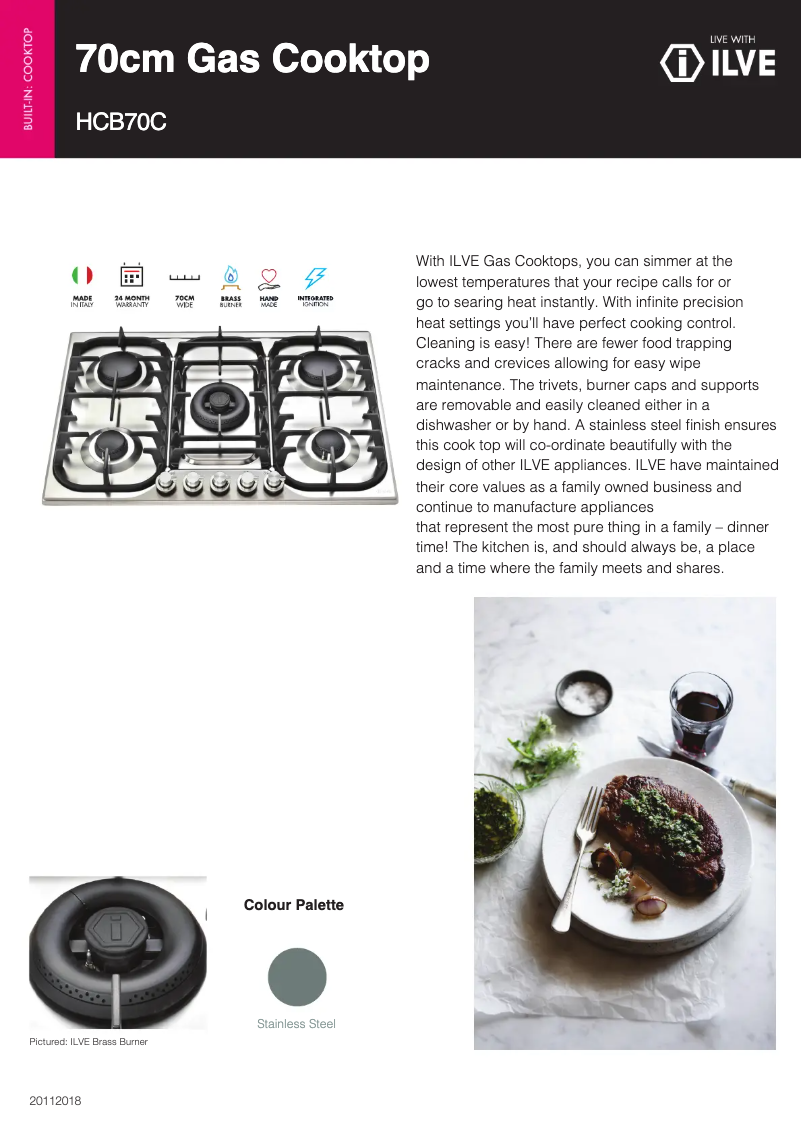 Page 1 of the manual Technical Sheet Ilve HCB70CSS