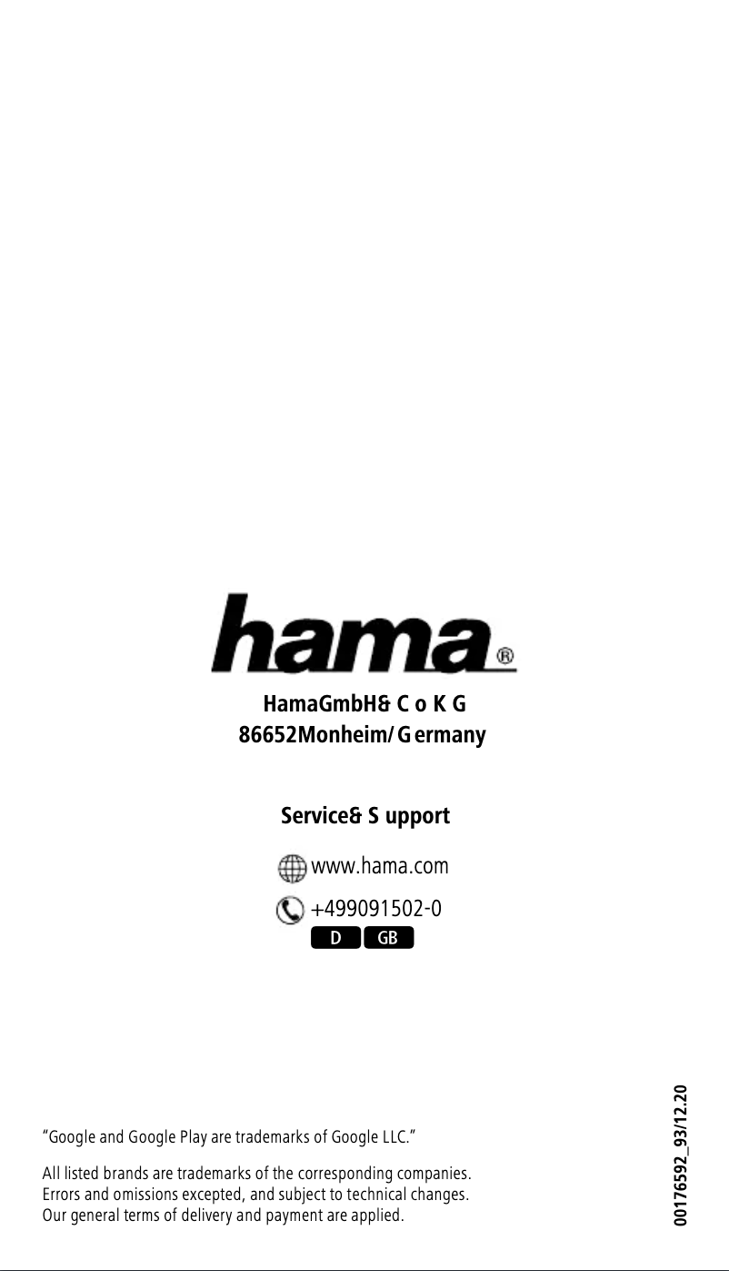 Page 1 of the manual Safety Instructions Hama 00176592