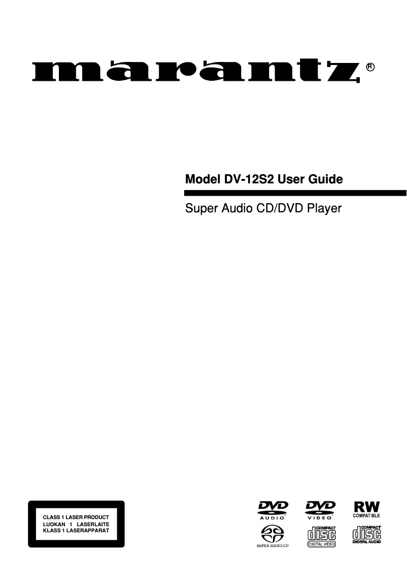 Page 1 of the manual User Manual Marantz DV-12S2