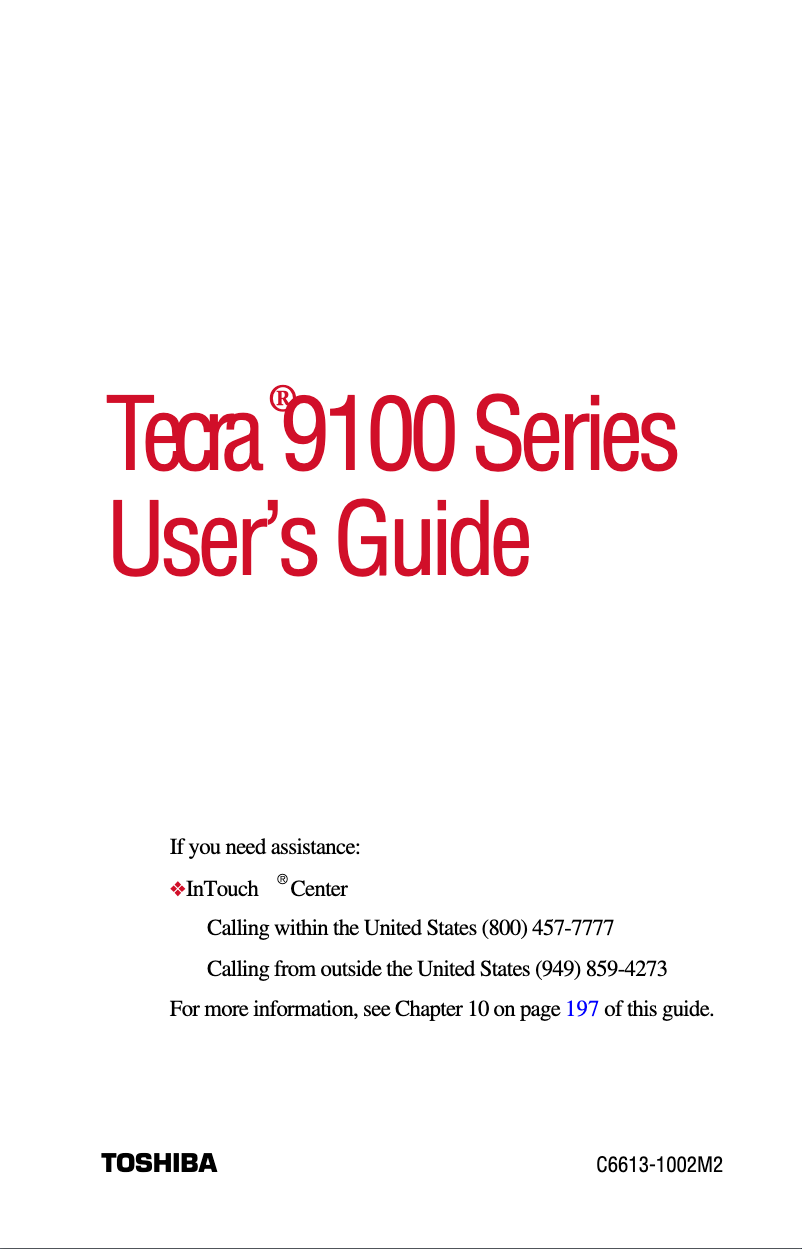 Image de la première page du manuel de l'appareil Tecra 9100