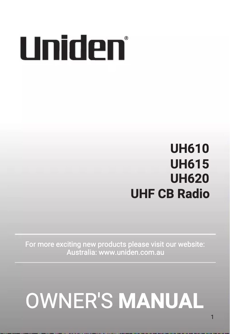 Page 1 of the manual User Manual Uniden UH620
