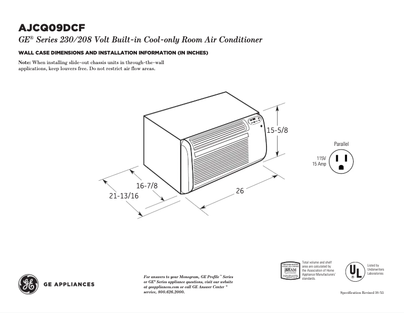 First page image of the manual for AJCQ09DCF