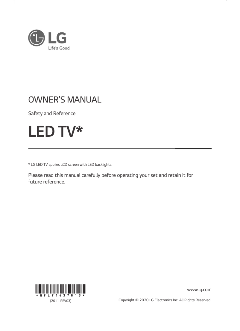 First page image of the manual for 43UN7340PVC