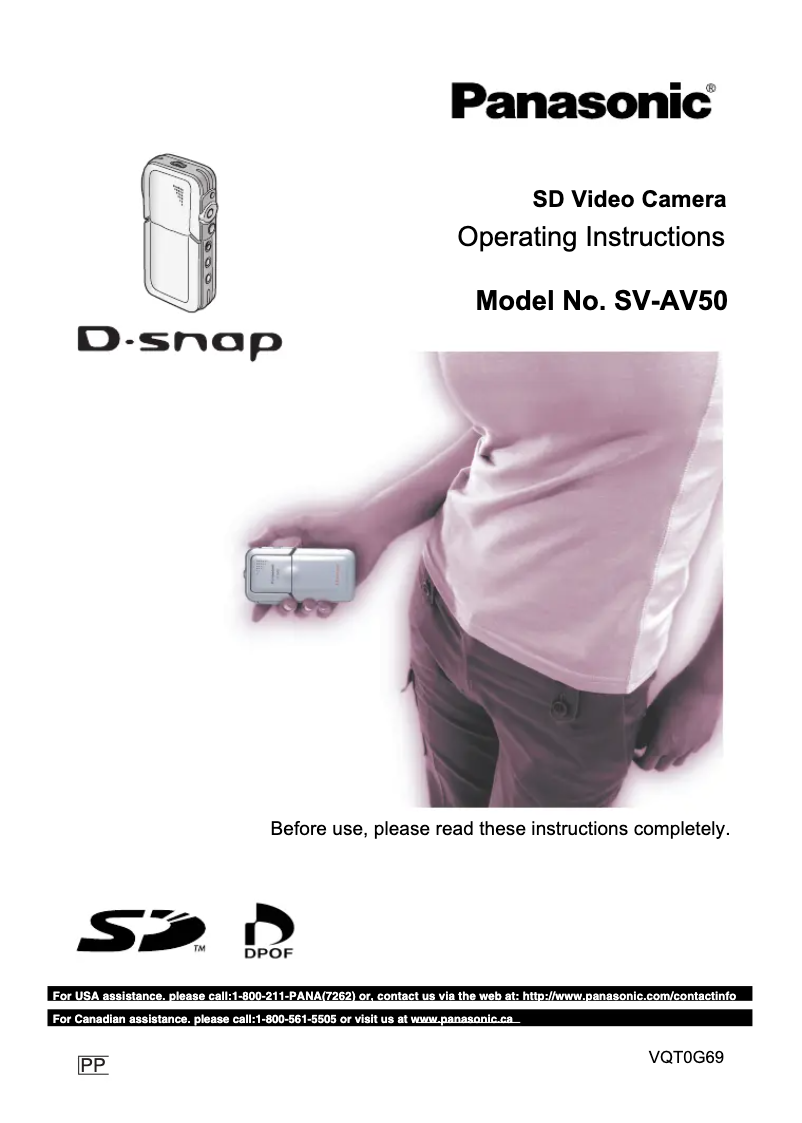 First page image of the manual for SV-AV50A
