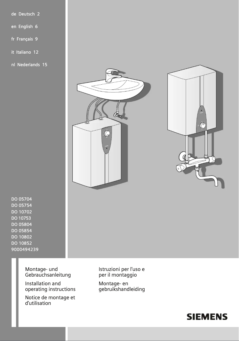 First page image of the manual for DO10852