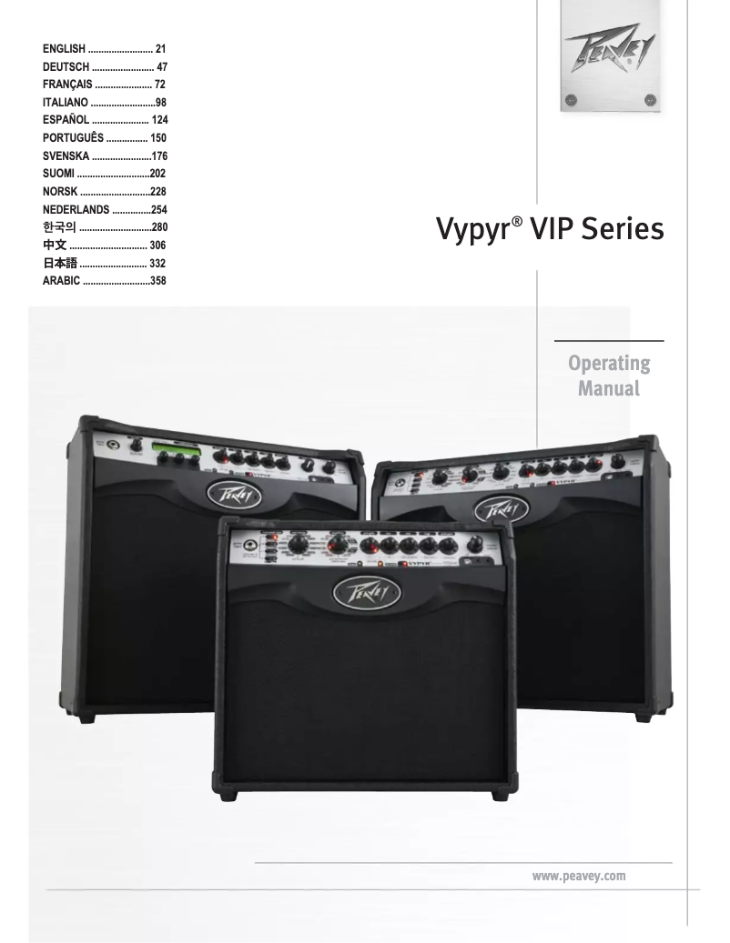 Page 1 of the manual User Manual Peavey Vypyr VIP