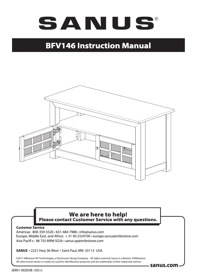 Page 1 of the manual User Manual Sanus BFV146