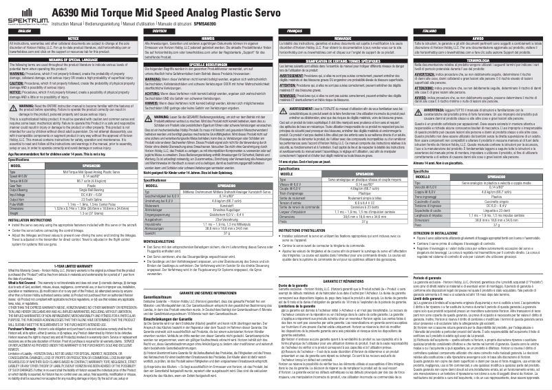 Page 1 of the manual User Manual Spektrum A6390