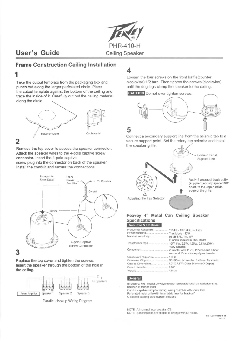 Page 1 of the manual User Manual Peavey PHR 410