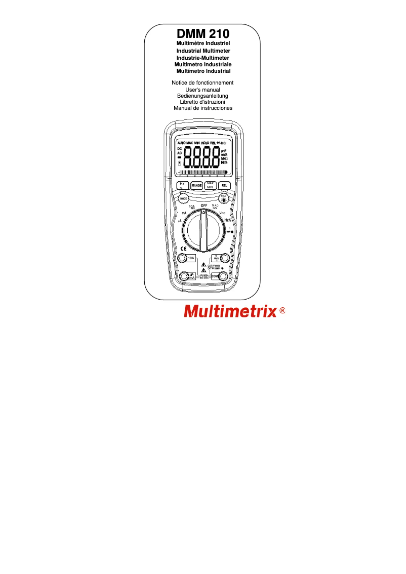 First page image of the manual for DMM210