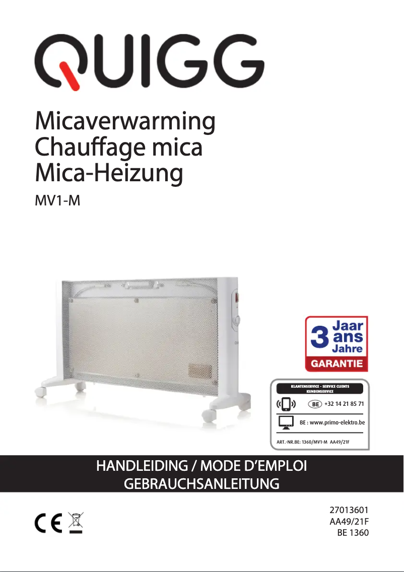 First page image of the manual for MV1