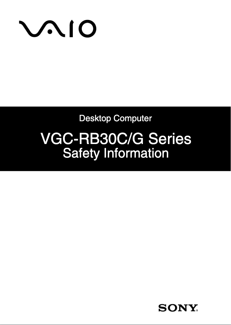 Page 1 of the manual Safety Instructions Sony Vaio VGC-RB39CP